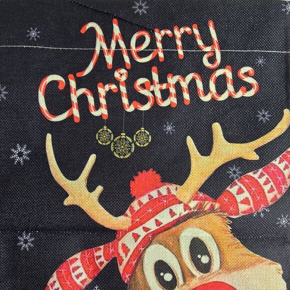 Seasonal Garden Flag 12x18 Christmas Elk Smiling Snowflakes Merry Christmas - Picture 5 of 6